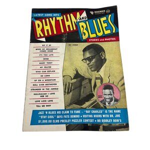 1956 Rhythm And Blues Magazine Ray Charles Elvis Presley R&B Music Vintage